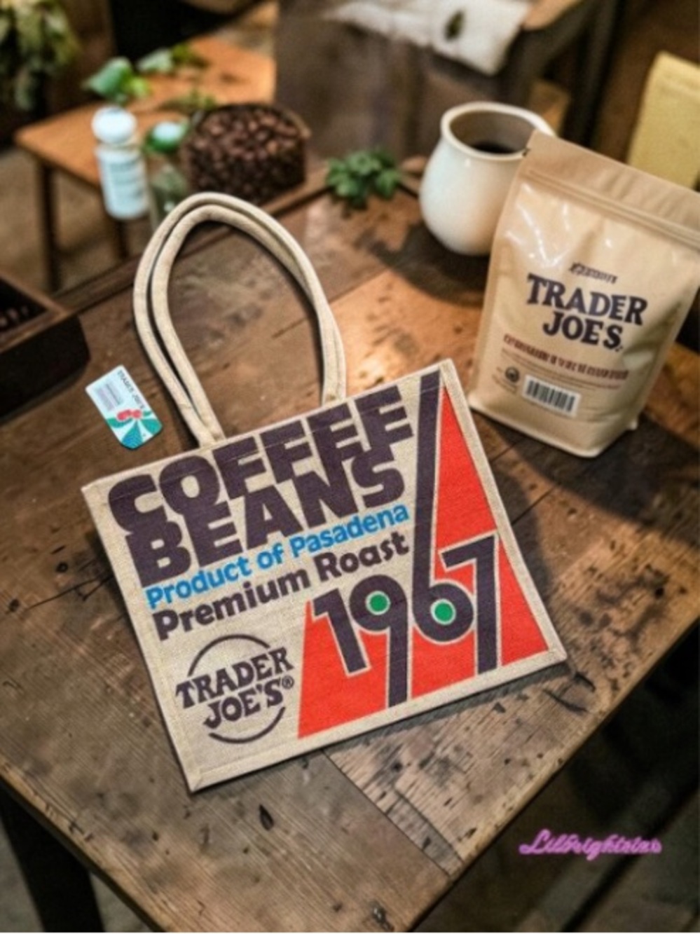 ☕️ Trader Joe’s 1967 Coffee Bean Natural Jute Tote NWT